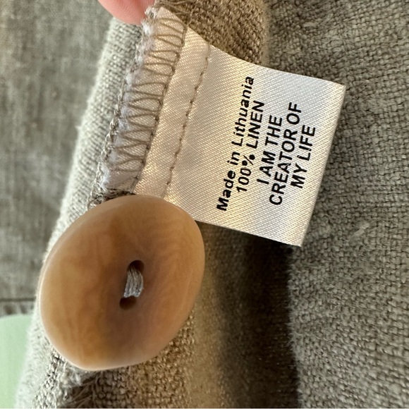 Flax Button Down Shirt Jacket Linen Size 1G 1X open jacket tan neutral - Picture 4 of 5